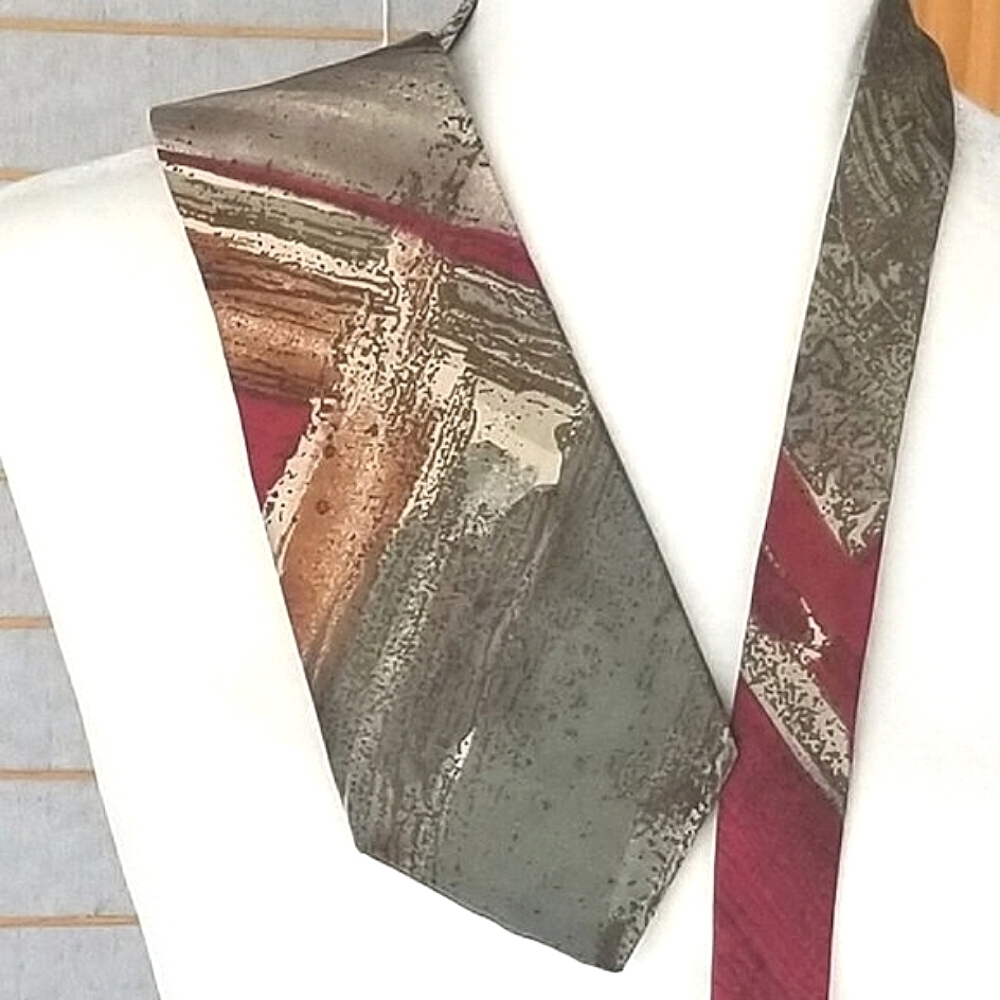 VTG 90s Guy Laroche Silk Tie Paint Splash Print